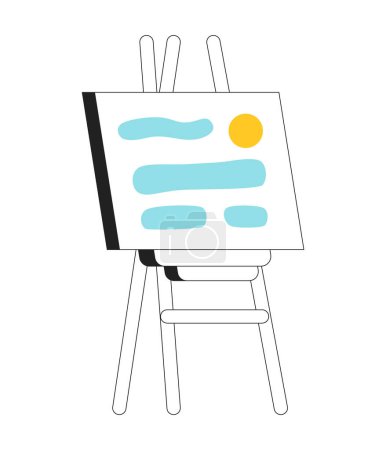 Illustration for Picture on easel monochrome flat vector object. Exhibition of paintings. Editable black and white thin line icon. Simple cartoon clip art spot illustration for web graphic design - Royalty Free Image