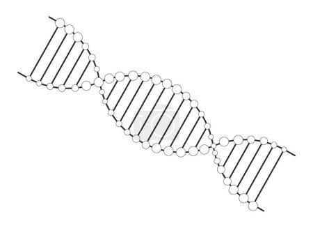 Ilustración de ADN hélice plana monocromo objeto vectorial aislado. Información genética. Dibujo de arte en blanco y negro editable. Ilustración simple del punto del esquema para el diseño gráfico web - Imagen libre de derechos