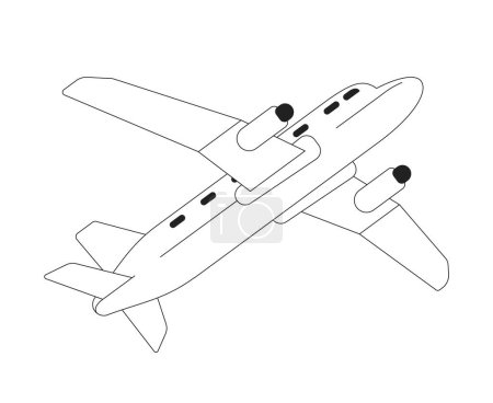 Illustration for Plane monochrome flat vector object. Air travel. Editable black and white thin line icon. Simple cartoon clip art spot illustration for web graphic design - Royalty Free Image