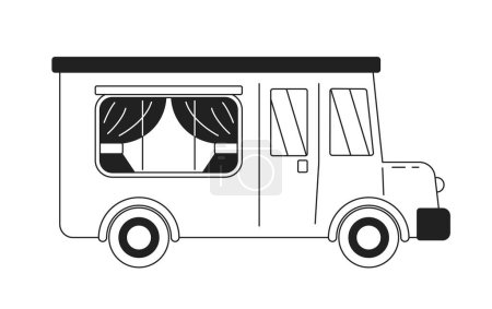 Illustration for Comfortable motorhome for long trip monochrome flat vector object. Transport. Editable black and white thin line icon. Simple cartoon clip art spot illustration for web graphic design - Royalty Free Image