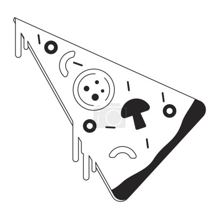 Ilustración de Italiano pizza rebanada plana monocromo aislado vector objeto. Sabrosa comida malsana. Dibujo de arte en blanco y negro editable. Ilustración simple del punto del esquema para el diseño gráfico web - Imagen libre de derechos