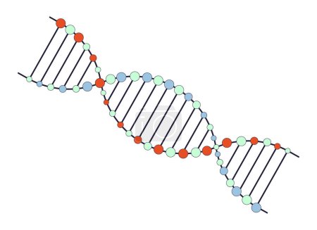Illustration for DNA helix flat line color isolated vector object. Genetic information. Editable clip art image on white background. Simple outline cartoon spot illustration for web design - Royalty Free Image