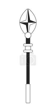 Illustration for Magical wizard staff flat monochrome isolated vector object. Walking mysterious cane. Editable black and white line art drawing. Simple outline spot illustration for web graphic design - Royalty Free Image