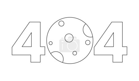 Illustration for Moon black white error 404 flash message. Astronomical object. Monochrome empty state ui design. Page not found popup cartoon image. Vector flat outline illustration concept - Royalty Free Image