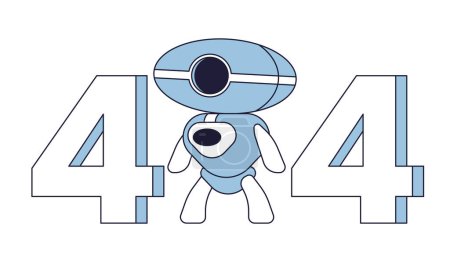 Ilustración de Robot de inteligencia artificial de error 404 mensaje flash. Asistente Android. Estado vacío ui diseño. Página no encontrada imagen de dibujos animados emergente. Concepto de ilustración plana vectorial sobre fondo blanco - Imagen libre de derechos