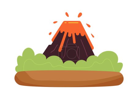 Illustration for Expulsion of molten lava semi flat colour vector object. Natural disaster. Volcano eruption. Editable cartoon clip art icon on white background. Simple spot illustration for web graphic design - Royalty Free Image