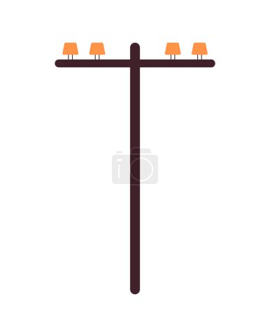 Illustration for Single utility pole semi flat colour vector object. Providing electrical power. Editable cartoon clip art icon on white background. Simple spot illustration for web graphic design - Royalty Free Image
