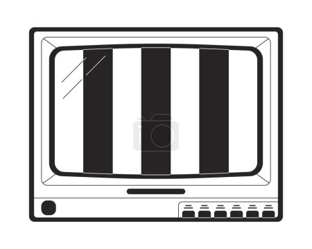 Illustration for Old tv no signal screen flat monochrome isolated vector object. Stripes on screen. Editable black and white line art drawing. Simple outline spot illustration for web graphic design - Royalty Free Image