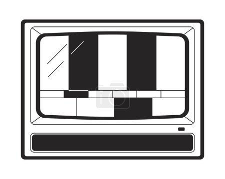 Illustration for Broken old tv flat monochrome isolated vector object. No signal. Editable black and white line art drawing. Simple outline spot illustration for web graphic design - Royalty Free Image