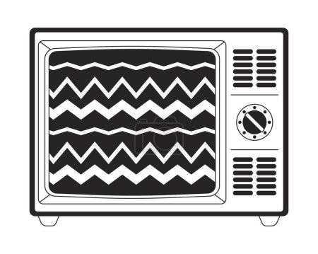 Illustration for No signal on old tv flat monochrome isolated vector object. Noise. Editable black and white line art drawing. Simple outline spot illustration for web graphic design - Royalty Free Image