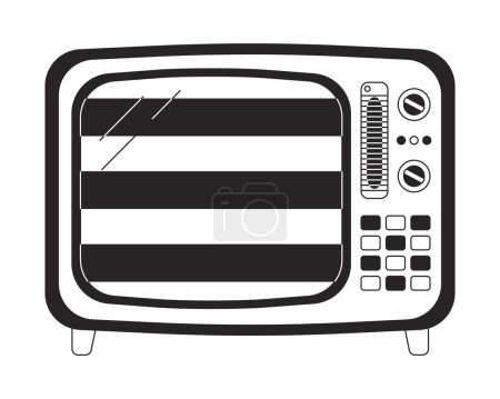 Illustration for Stripes on tv flat monochrome isolated vector object. Old tv. No signal. Vintage television. Editable black and white line art drawing. Simple outline spot illustration for web graphic design - Royalty Free Image