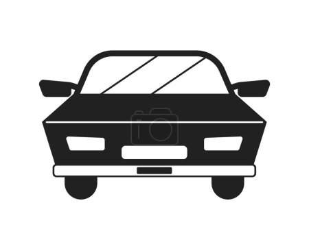 Illustration for Car running away monochrome flat vector object. Modern vehicle. Editable black and white thin line icon. Simple cartoon clip art spot illustration for web graphic design - Royalty Free Image
