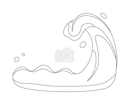 Illustration for Tsunami giant wave monochrome flat vector object. Natural disaster. Editable black and white thin line icon. Simple cartoon clip art spot illustration for web graphic design - Royalty Free Image