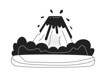 Téléchargez les illustrations : Expulsion de lave fondue monochrome objet vecteur plat. Catastrophe naturelle. Éruption du volcan. Icône de ligne mince noire et blanche modifiable. Illustration simple de point de clip de dessin animé pour la conception graphique Web - en licence libre de droit