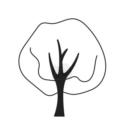 Téléchargez les illustrations : Décoratif parc arbre monochrome plat vecteur objet. Feuilles et branches. Icône de ligne mince noire et blanche modifiable. Illustration simple de point de clip de dessin animé pour la conception graphique Web - en licence libre de droit