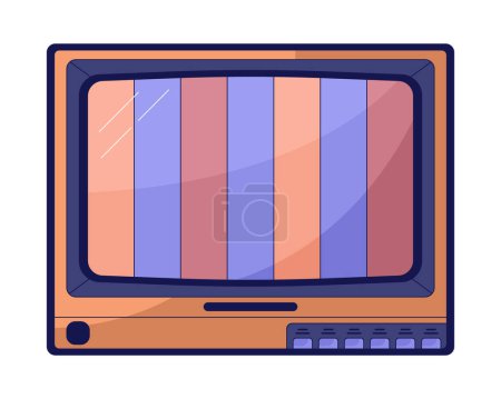 Illustration for Old tv no signal screen flat line color isolated vector object. Stripes on screen. Editable clip art image on white background. Simple outline cartoon spot illustration for web design - Royalty Free Image