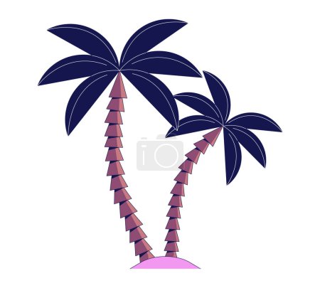 Illustration for Exotic coconut trees flat line color isolated vector object. Decorative palm tree. Editable clip art image on white background. Simple outline cartoon spot illustration for web design - Royalty Free Image