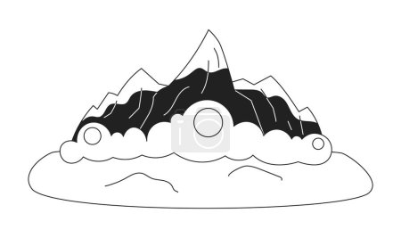Illustration for Avalanche occurrence monochrome flat vector object. Natural disaster. Snowfall from mountain. Editable black and white thin line icon. Simple cartoon clip art spot illustration for web graphic design - Royalty Free Image