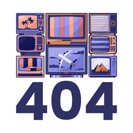 Illustration for Tv without signals error 404 flash message. Broken old tv with noise. Empty state ui design. Page not found popup cartoon image. Vector flat illustration concept on white background - Royalty Free Image