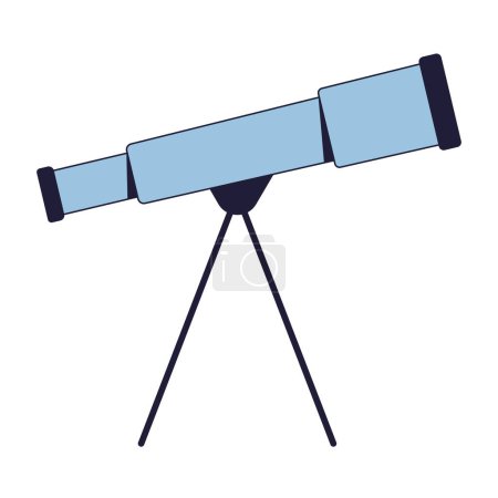 Illustration for Optical telescope flat line color isolated vector object. Observing space. Science. Editable clip art image on white background. Simple outline cartoon spot illustration for web design - Royalty Free Image