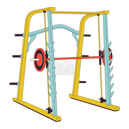 Illustration for Smith machine for weight training flat line color isolated vector object. Weight power rack. Gym equipment. Editable clip art image on white background. Simple outline cartoon spot illustration - Royalty Free Image