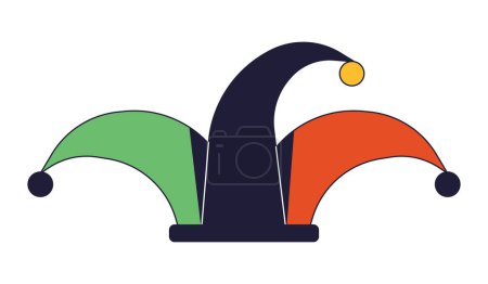 Illustration for Jester hat flat line color isolated vector object. Medieval festival joker cap. Editable clip art image on white background. Simple outline cartoon spot illustration for web design - Royalty Free Image