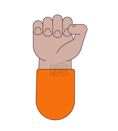 Illustration for Raising and clenching fist flat line color isolated vector hand. Fight. Editable clip art image on white background. Simple outline cartoon spot illustration for web design - Royalty Free Image