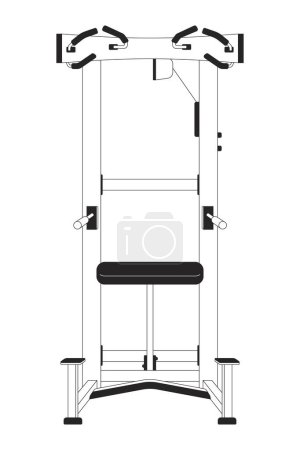 Illustration for Assisted pullup machine flat monochrome isolated vector object. Gym equipment. Pull ups for upper-body strength. Editable black and white line art drawing. Simple outline spot illustration for design - Royalty Free Image