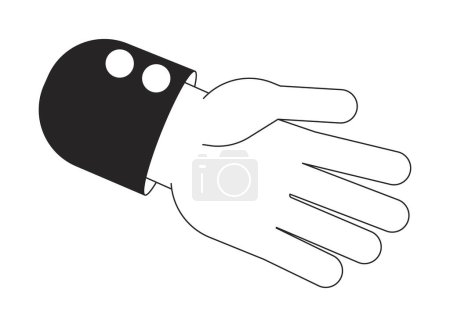 Illustration for Human outstretched hand bw concept vector spot illustration. Gesture. Greeting 2D cartoon flat line monochromatic for web UI design. Editable isolated outline hero image - Royalty Free Image