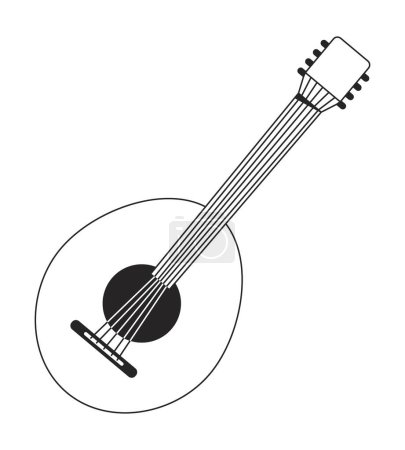 Illustration for Domra musical instrument flat monochrome isolated vector object. String instrument. Creative hobby. Editable black and white line art drawing. Simple outline spot illustration for web graphic design - Royalty Free Image