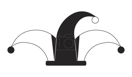 Ilustración de Bufón sombrero plano monocromo aislado objeto vectorial. Gorra bromista del festival medieval. Dibujo de arte en blanco y negro editable. Ilustración simple del punto del esquema para el diseño gráfico web - Imagen libre de derechos