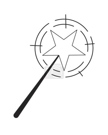 Illustration for Magic wand flat monochrome isolated vector object. Witchcrafting. Magic tricks. Star on stick. Editable black and white line art drawing. Simple outline spot illustration for web graphic design - Royalty Free Image