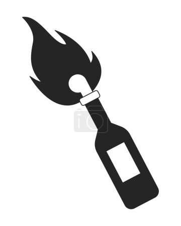 Illustration for Molotov cocktail flat monochrome isolated vector object. Bottle with flammable substances. Editable black and white line art drawing. Simple outline spot illustration for web graphic design - Royalty Free Image
