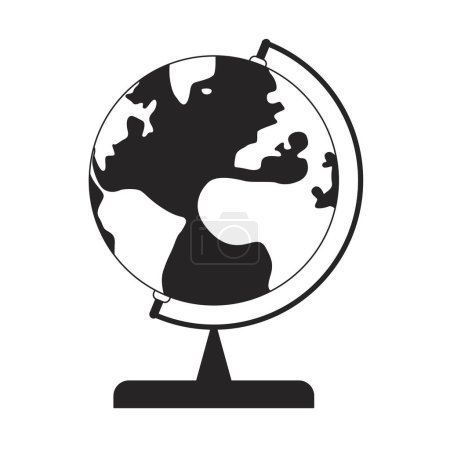 Illustration for Globe on stand flat monochrome isolated vector object. Learning geography. Rotating globe. Editable black and white line art drawing. Simple outline spot illustration for web graphic design - Royalty Free Image
