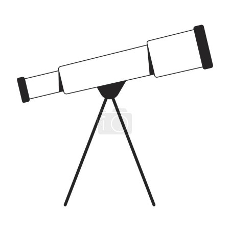 Ilustración de Telescopio óptico plano monocromo objeto vectorial aislado. Observando el espacio. Ciencia. Dibujo de arte en blanco y negro editable. Ilustración simple del punto del esquema para el diseño gráfico web - Imagen libre de derechos