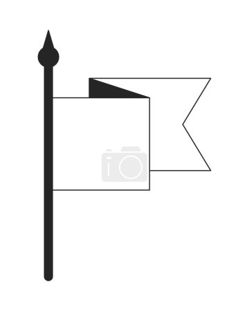 Illustration for Flag waving flat monochrome isolated vector object. Flag on stick. Editable black and white line art drawing. Simple outline spot illustration for web graphic design - Royalty Free Image