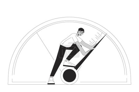 Illustration for Full potential achive bw concept vector spot illustration. Full potential. Hardworking 2D cartoon flat line monochromatic character for web UI design. Productivity editable isolated outline hero image - Royalty Free Image