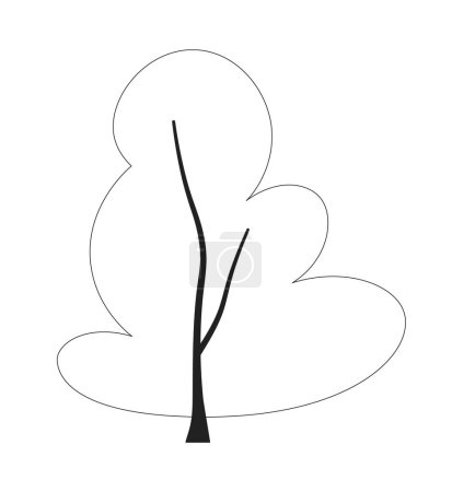 Illustration for Evergreen park tree monochrome flat vector object. Decorative plant. Editable black and white thin line icon. Simple cartoon clip art spot illustration for web graphic design - Royalty Free Image