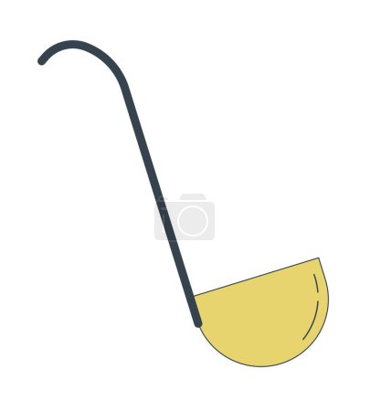 Illustration for Ladle flat line color isolated vector object. Cooking utensil. Editable clip art image on white background. Simple outline cartoon spot illustration for web design - Royalty Free Image