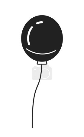 Illustration for Flying balloon on thread monochrome flat vector object. Party material. Opening event. Birthday. Editable black and white thin line icon. Simple cartoon clip art spot illustration for web design - Royalty Free Image