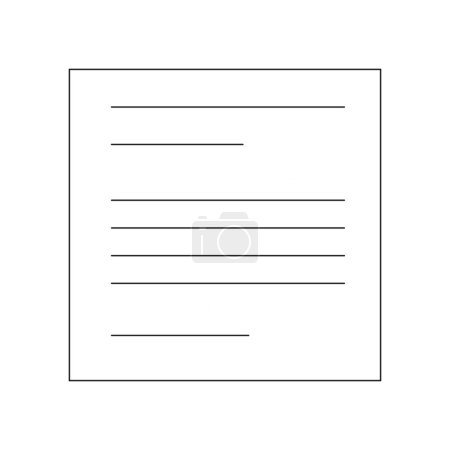 Ilustración de Texto sobre papel plano monocromo objeto vectorial aislado. Pegatina con información. Un mensaje. Documento. Dibujo de arte en blanco y negro editable. Ilustración simple del punto del esquema para el diseño gráfico web - Imagen libre de derechos