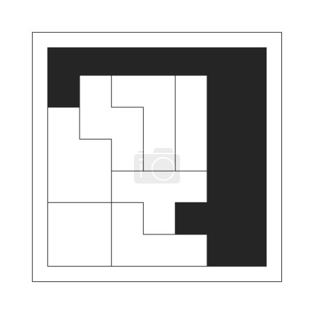 Ilustración de Tetrominos cubo plano monocromo objeto vectorial aislado. Rompecabezas de piezas. Dibujo de arte en blanco y negro editable. Ilustración simple del punto del esquema para el diseño gráfico web - Imagen libre de derechos