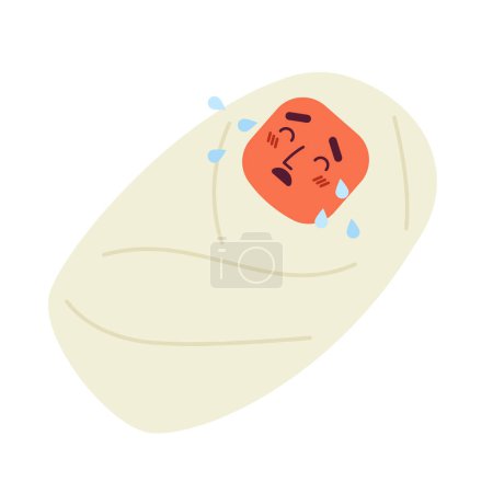 Illustration for Crying newborn semi flat color vector character. Editable full body person on white. Simple cartoon spot illustration for web graphic design - Royalty Free Image