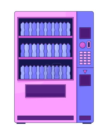 Ilustración de Máquina expendedora con botellas de agua línea plana color aislado objeto vectorial. Vendedor con bebidas. Imagen de clip art editable sobre fondo blanco. Ilustración simple del spot de dibujos animados para el diseño web - Imagen libre de derechos