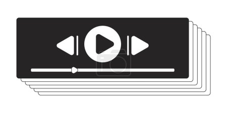 Illustration for Retro 90s audio playback flat monochrome isolated vector object. Music app playlist. Audio player. Editable black and white line art drawing. Simple outline spot illustration for web graphic design - Royalty Free Image