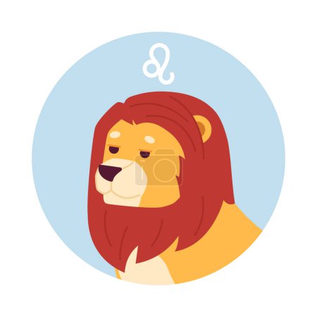 Illustration for Leo zodiac flat round vector spot illustration. Lion 2D cartoon character on white for web UI design. Astrology isolated editable creative hero image - Royalty Free Image