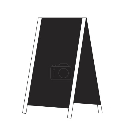 Téléchargez les illustrations : Sidewalk tableau noir plat monochrome isolé objet vecteur. Porte-pancarte. Affichage du menu. Dessin d'art linéaire en noir et blanc modifiable. Illustration simple des contours pour la conception graphique web - en licence libre de droit