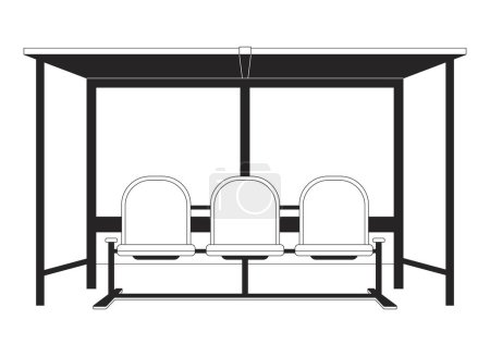 Illustration for Bus stop bench flat monochrome isolated vector object. Platform for waiting bus. Roadside seats. Editable black and white line art drawing. Simple outline spot illustration for web graphic design - Royalty Free Image