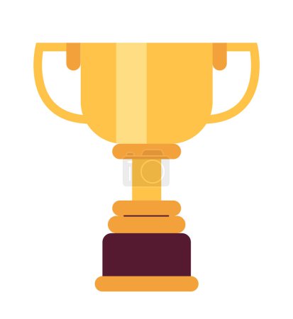 Illustration for Winner golden cup trophy semi flat colour vector object. Reward. Editable cartoon clip art icon on white background. Simple spot illustration for web graphic design - Royalty Free Image