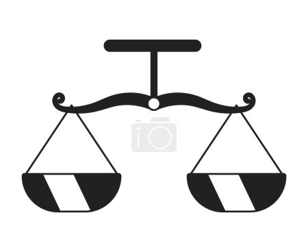 Illustration for Scales of justice monochrome flat vector object. Balancing. Editable black and white thin line icon. Simple cartoon clip art spot illustration for web graphic design - Royalty Free Image